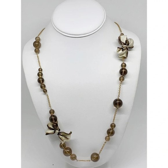 J. Crew Smoky Quartz Beads & Bows Necklace - Picture 1 of 3
